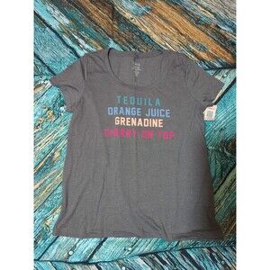 Torrid Size 1x 14/16 NWT Gray Tequila Sunrise Drink Ingredients Tee T Shirt